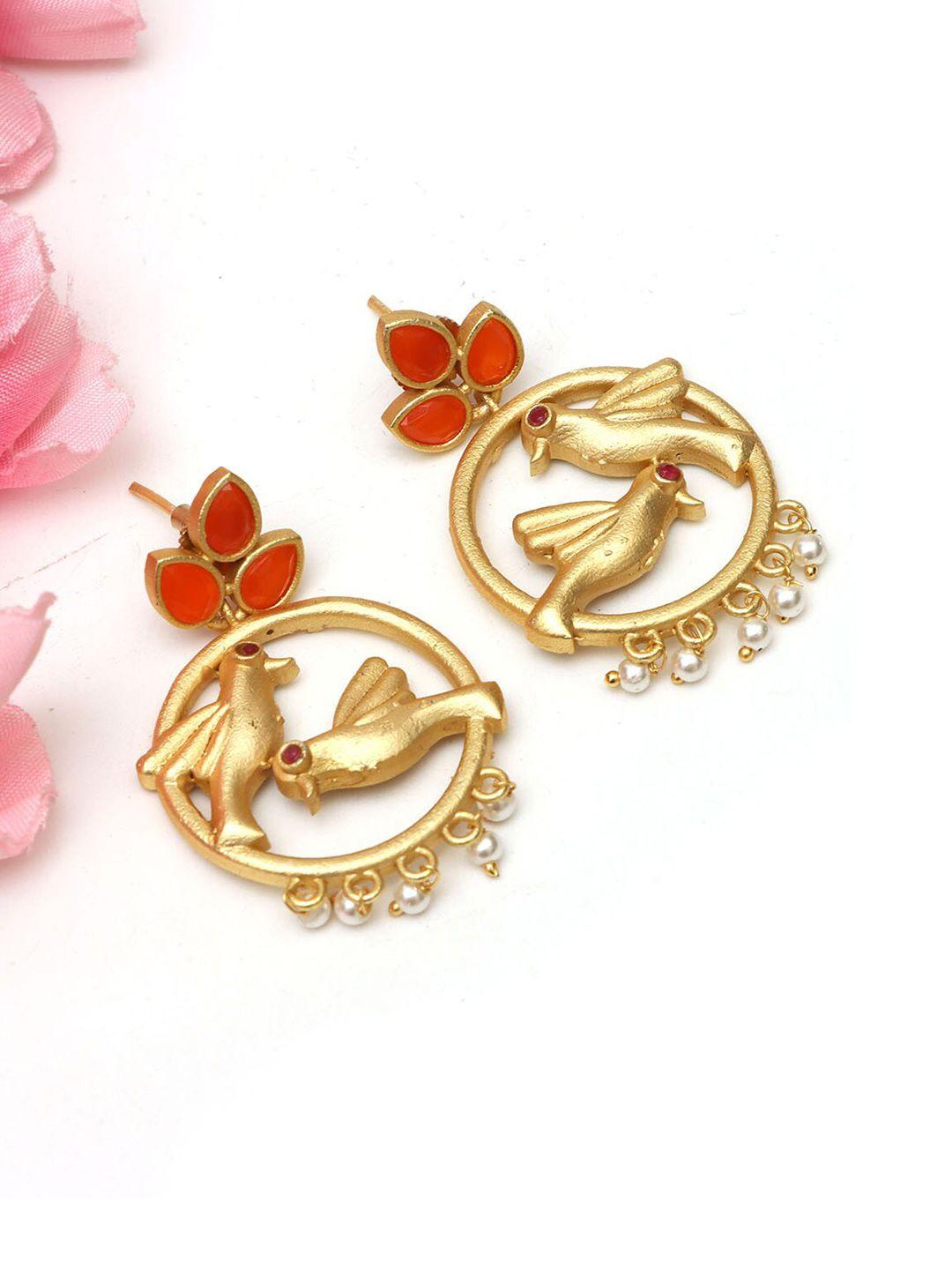 ozanoo gold-plated floral drop earrings