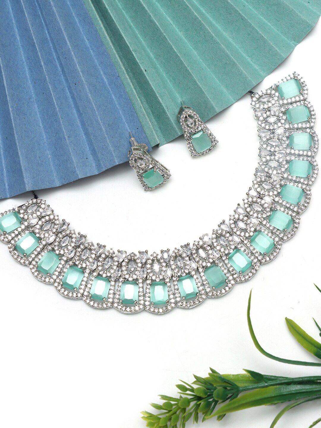 ozanoo silver-plated ad-studded jewellery set