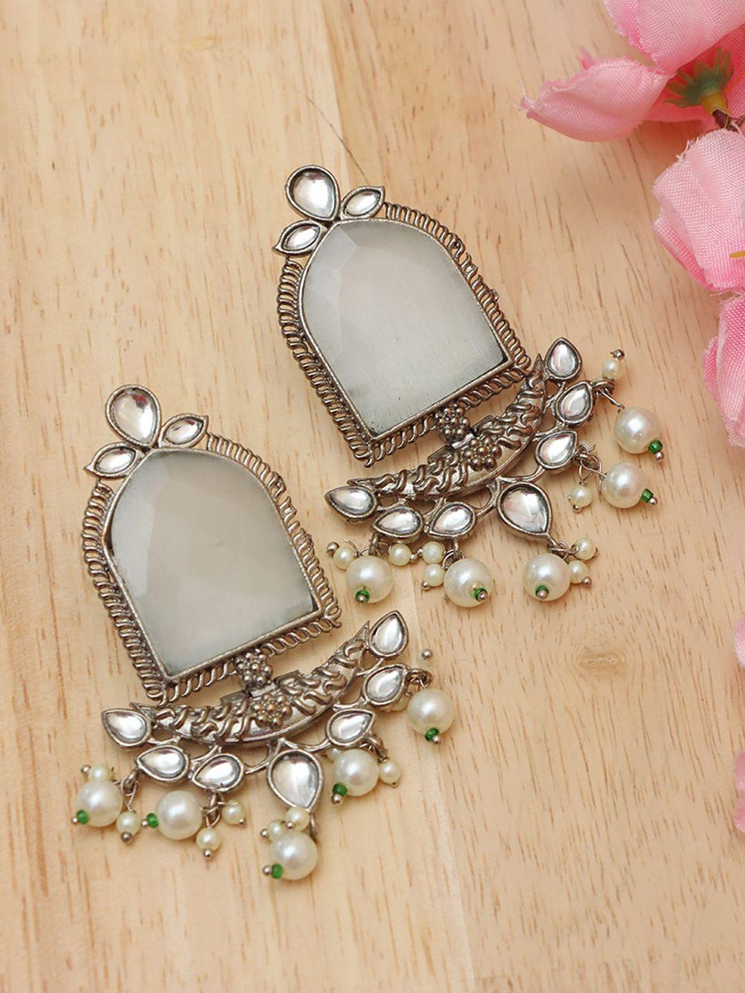ozanoo silver plated contemporary drop earrings