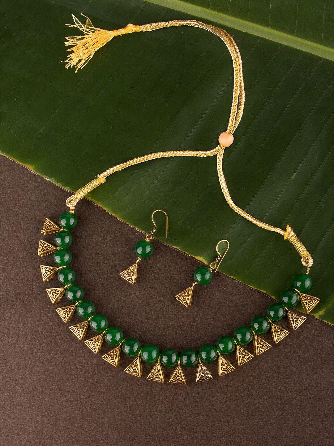 ozanoo women gold-plated beaded jewellery set