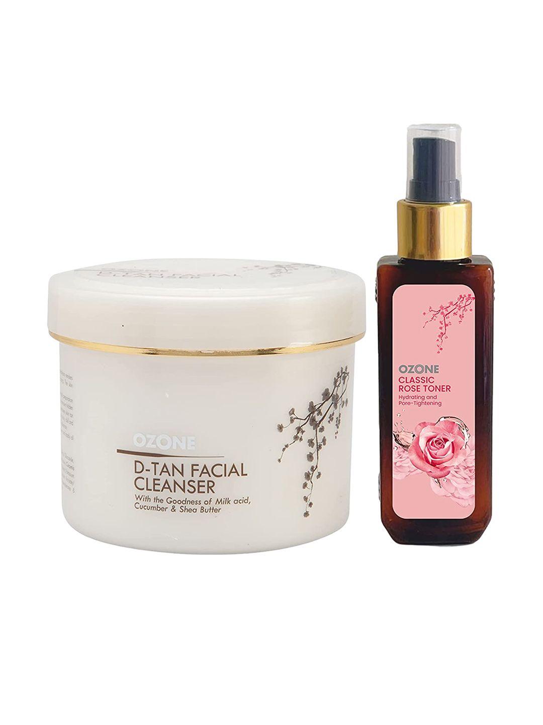 ozone d tan facial cleanser 250g with classic rose toner 100ml