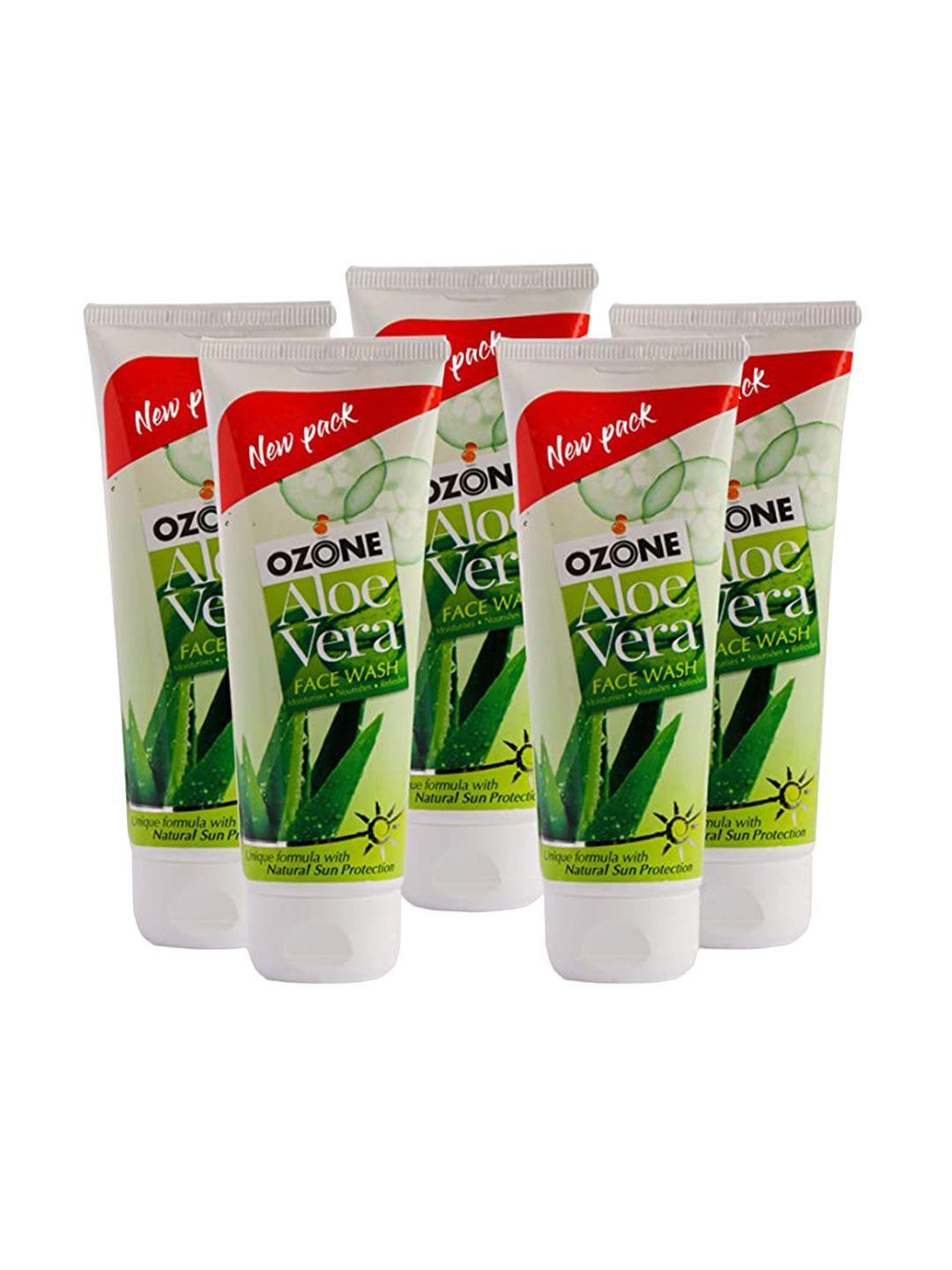 ozone set of 5 aloe vera face wash with cucumber & turmeric - 100ml each
