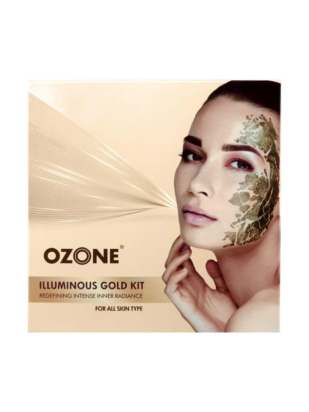 ozone illuminous gold set of 6 cleanser-scrub-serum-cream-pack-lotion-10g each