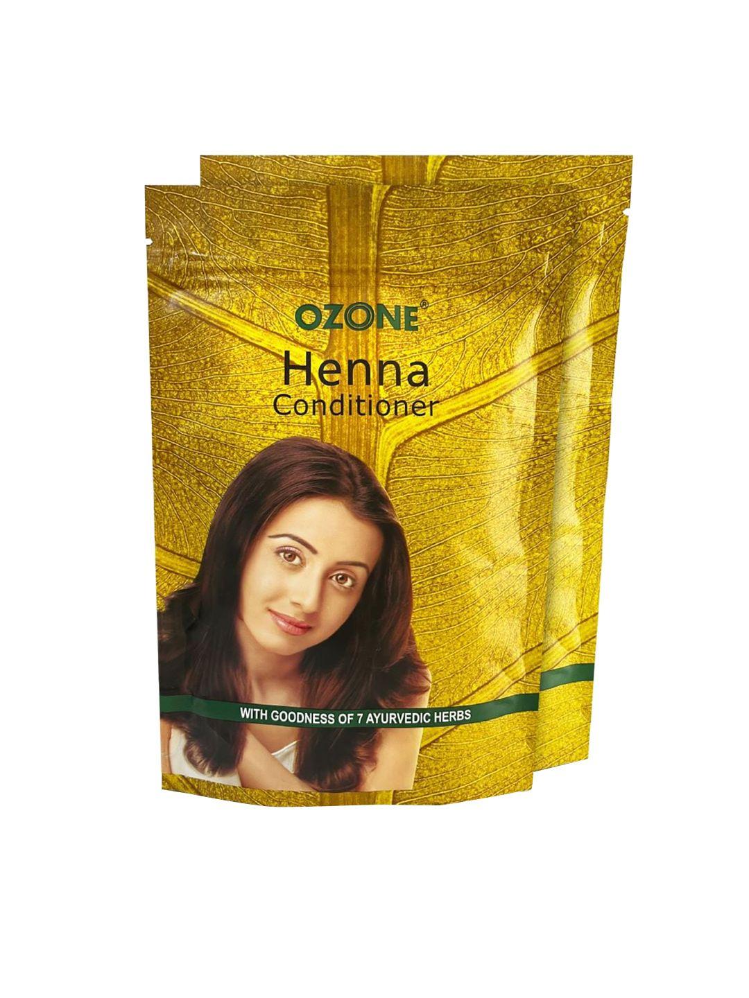 ozone set of 2 100% organic henna conditioner mehndi with 7 ayurvedic herbs - 200g each