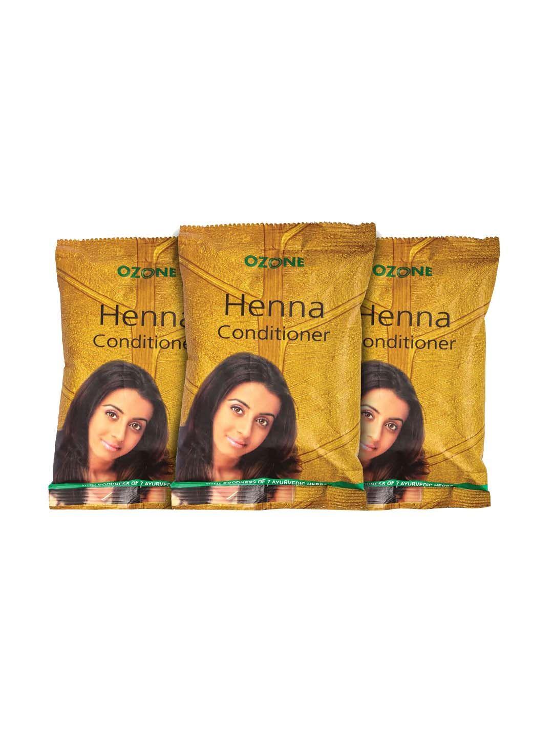 ozone set of 3 100% organic henna conditioner mehndi with 7 ayurvedic herbs - 100g each