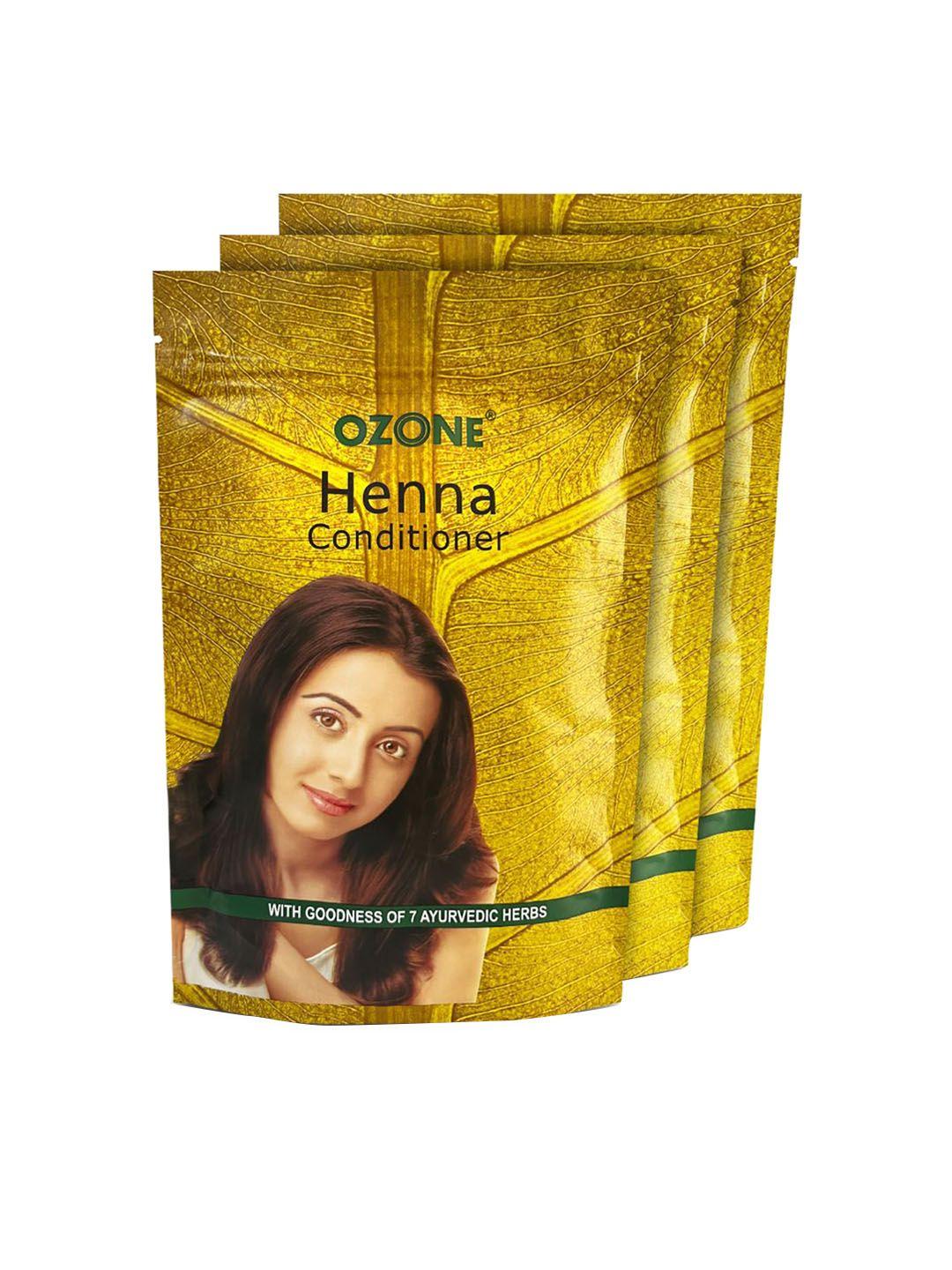 ozone set of 3 100% organic henna conditioner mehndi with 7 ayurvedic herbs - 200g each