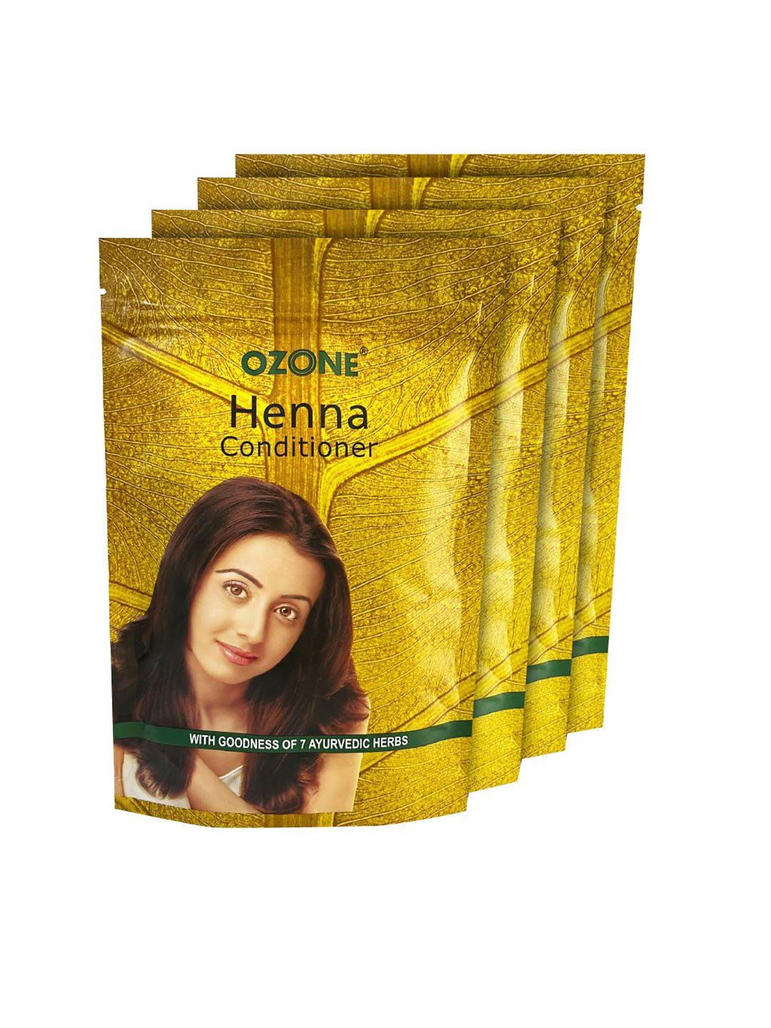 ozone set of 4 100% organic henna conditioner mehndi with 7 ayurvedic herbs - 200g each
