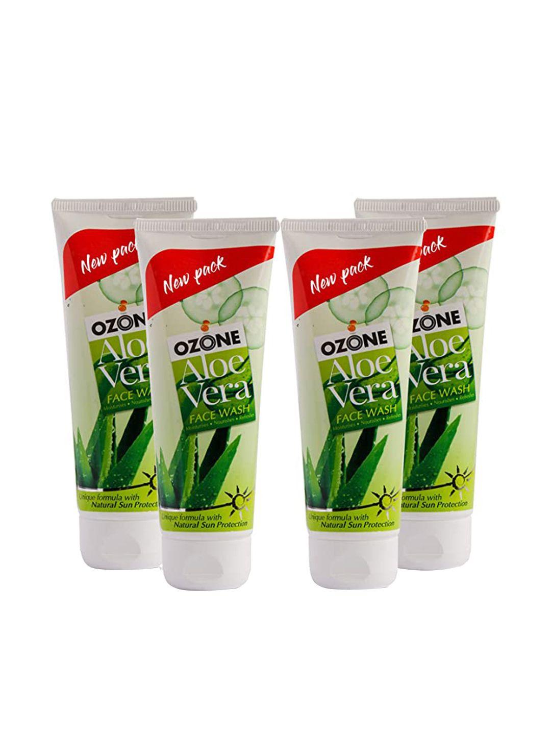 ozone set of 4 aloe vera face wash with cucumber & turmeric - 100ml each