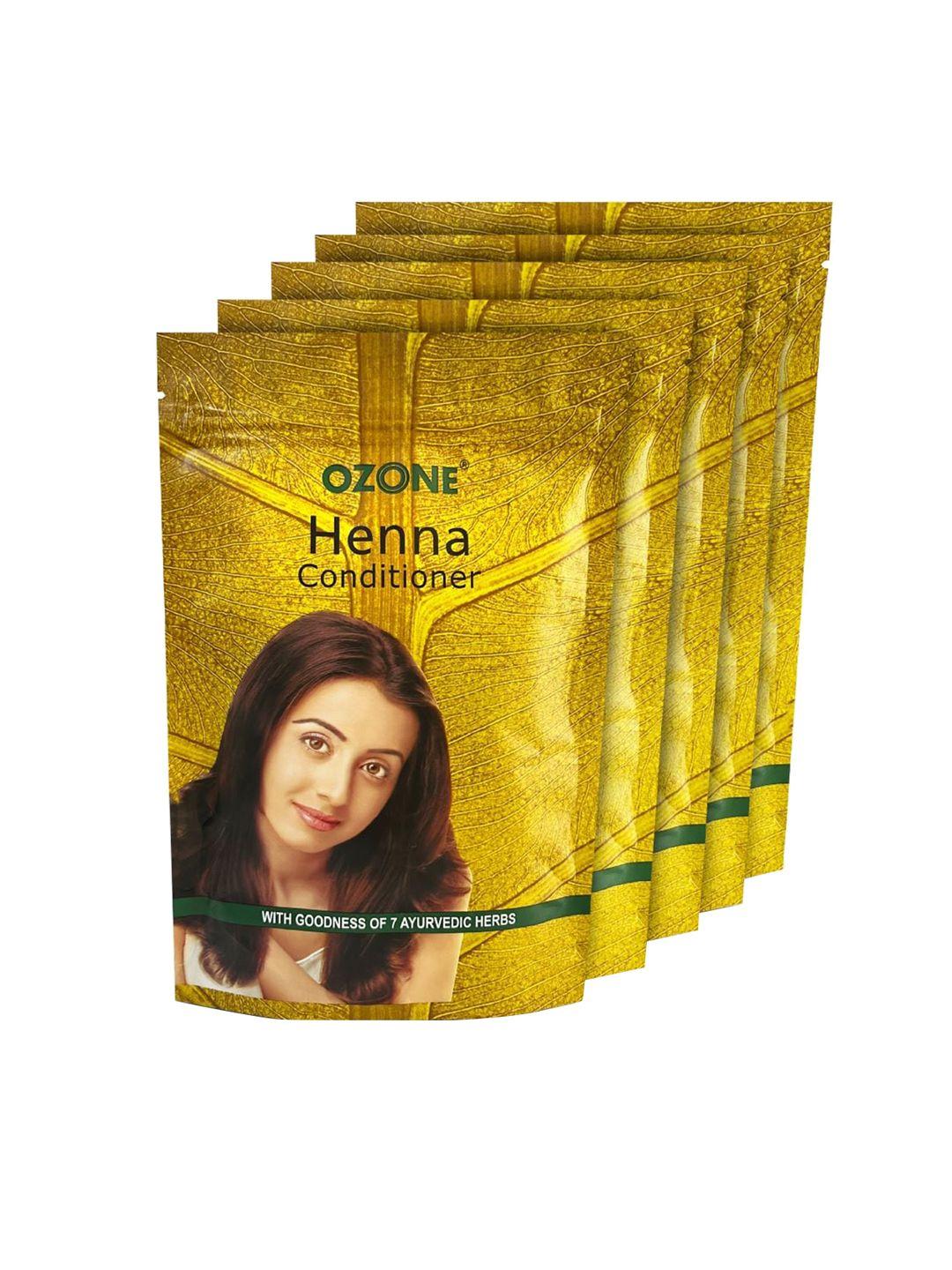 ozone set of 5 100% organic henna conditioner mehndi with 7 ayurvedic herbs - 200g each
