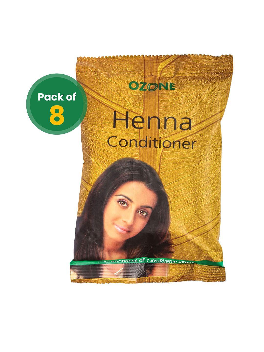 ozone set of 8 100% organic henna conditioner mehndi with 7 ayurvedic herbs - 100g each