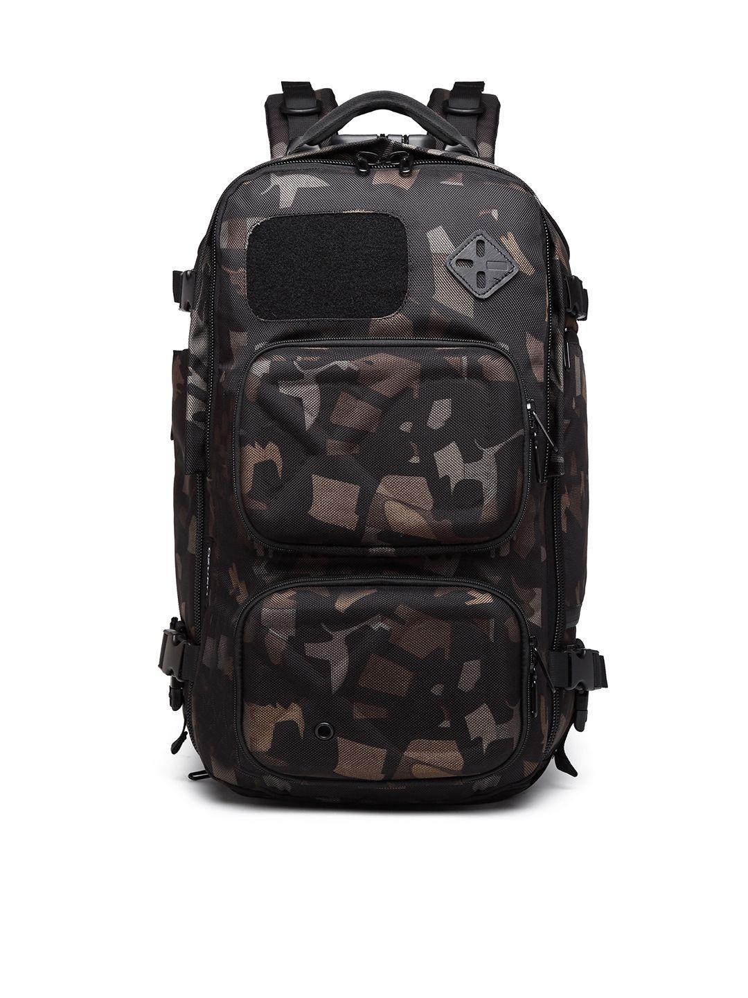 ozuko unisex black & brown camouflage medium soft case backpack