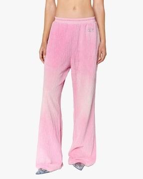 p-muse pink mid-rise loose printed pants