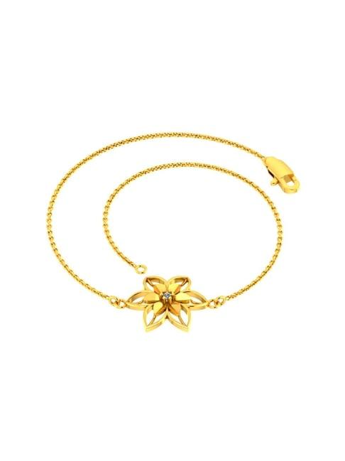 p.c chandra jewellers 14k designer flower motif yellow gold and diamond bracelet
