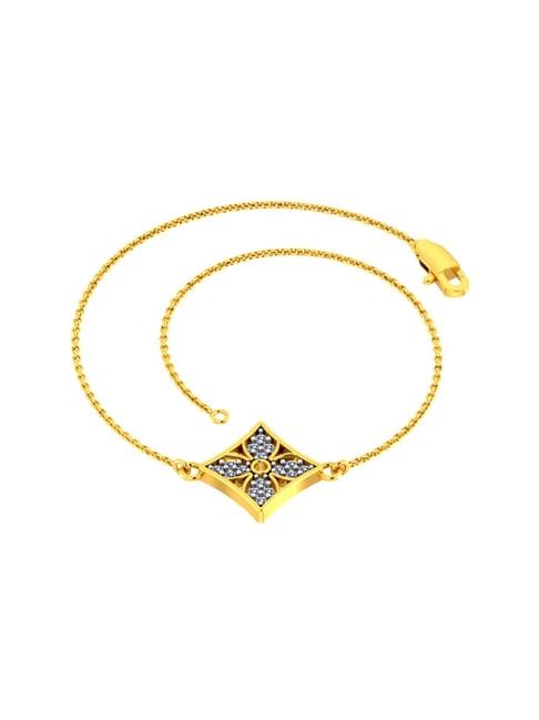 p.c chandra jewellers dainty designer 14k yellow gold and diamond embellished bracelet