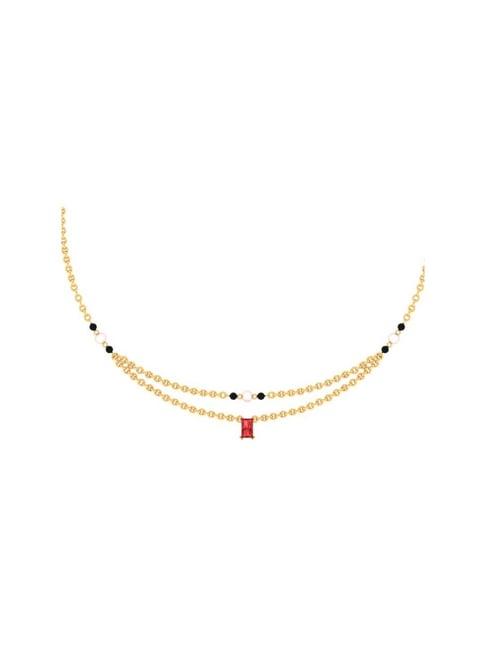 p.c. chandra jewellers 18k gold adorned with a red stone mangalsutra