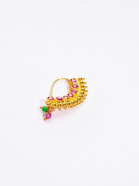 p.n.gadgil jewellers 14k gold maharashtrian iraimani nosering for women