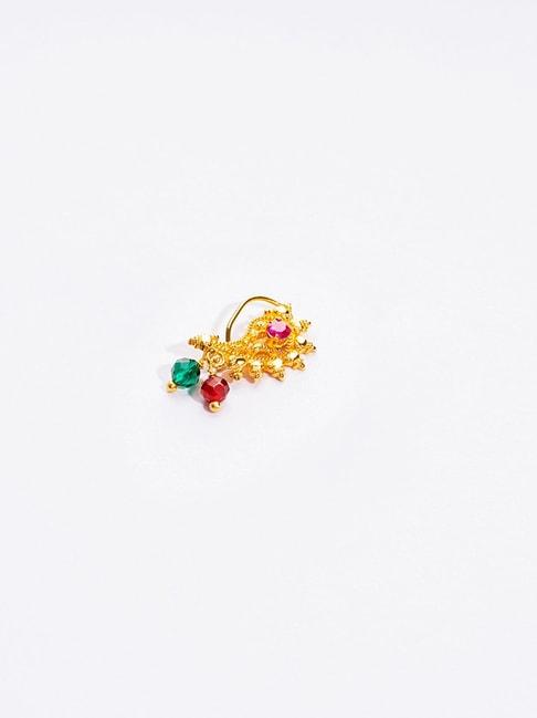p.n.gadgil jewellers 14k gold maharashtrian paisley nosepin for women