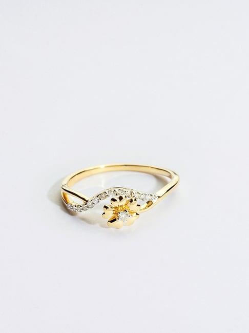 p.n.gadgil jewellers 14k gold wavy floral casual diamond rings for women