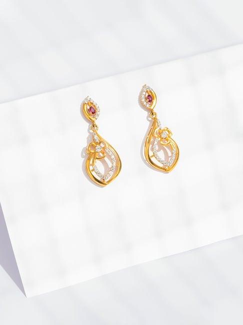 p.n.gadgil jewellers 22k yellow gold cascading drop dangler earrings