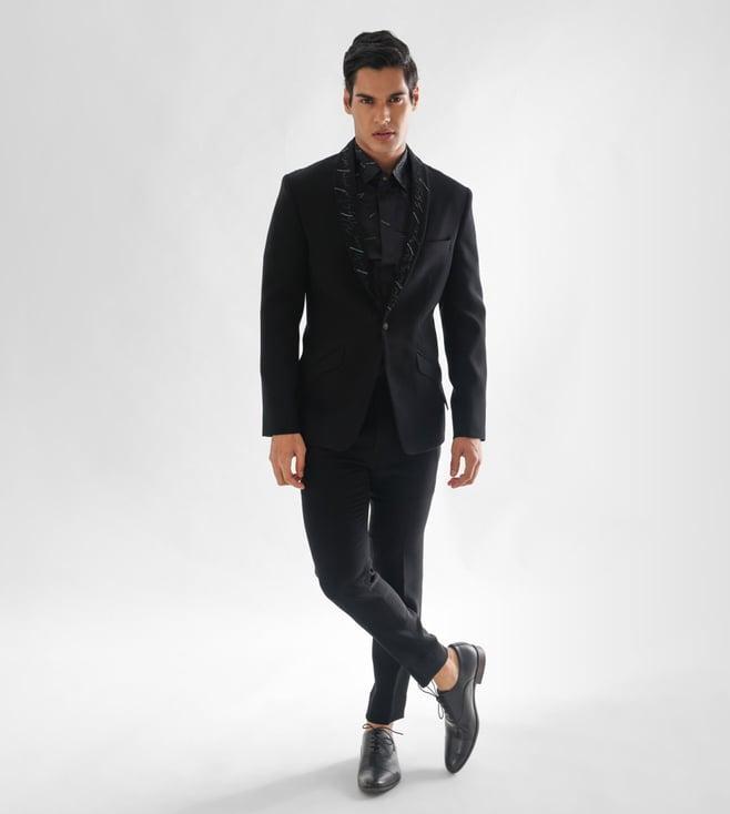 paarsh black & black tuxedo jacket with trouser