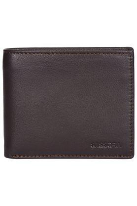 pablo solid pure leather unisex bi fold wallet - brown