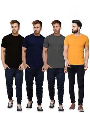 pac of 4 solid regular fit t-shirt