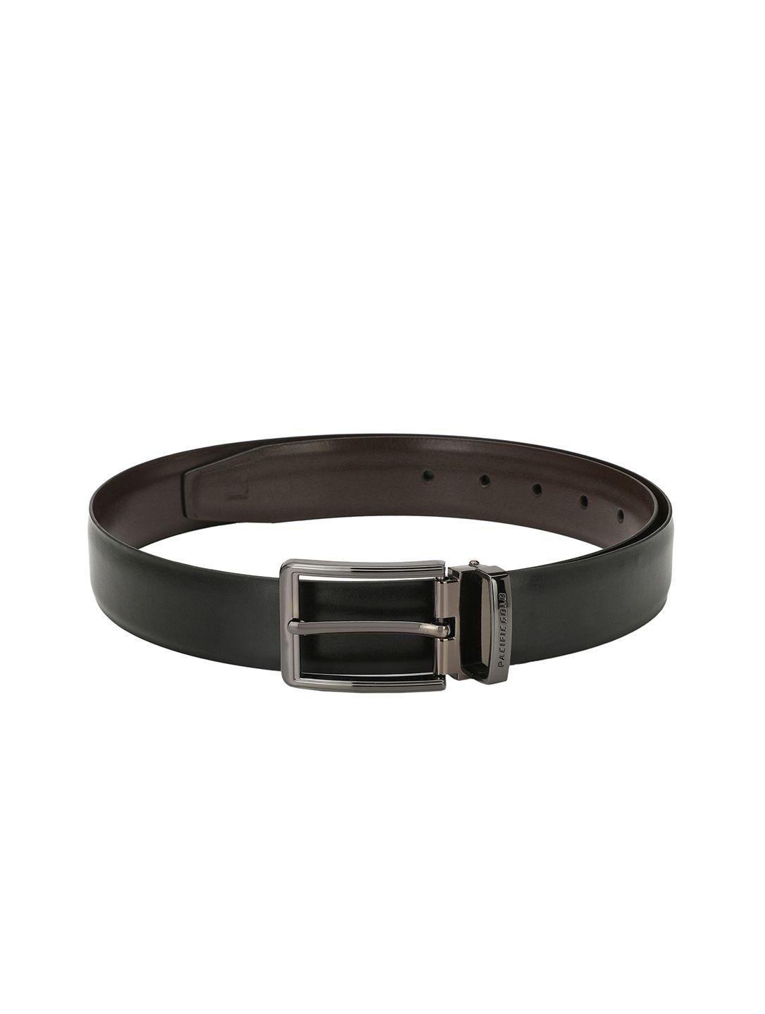 pacific gold men black & brown solid belt