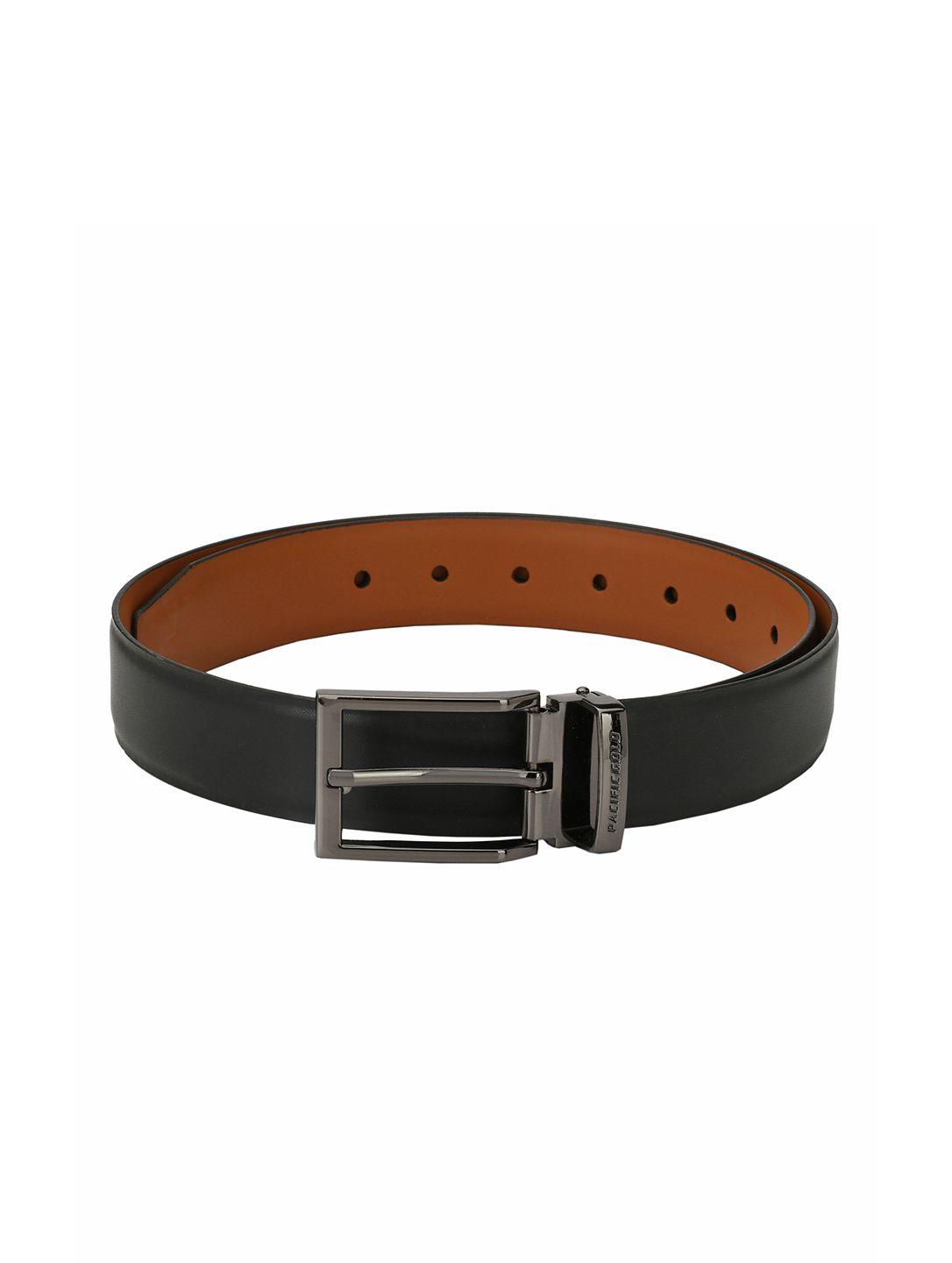 pacific gold men black & brown solid belt