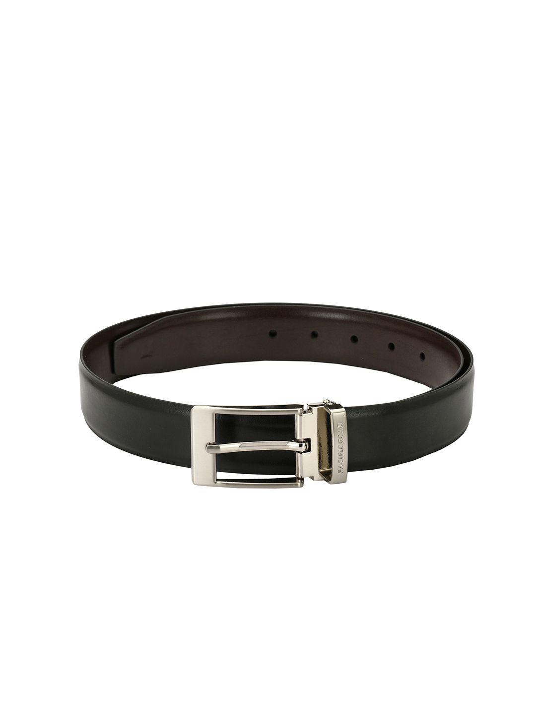 pacific gold men black & brown solid reversible  belt