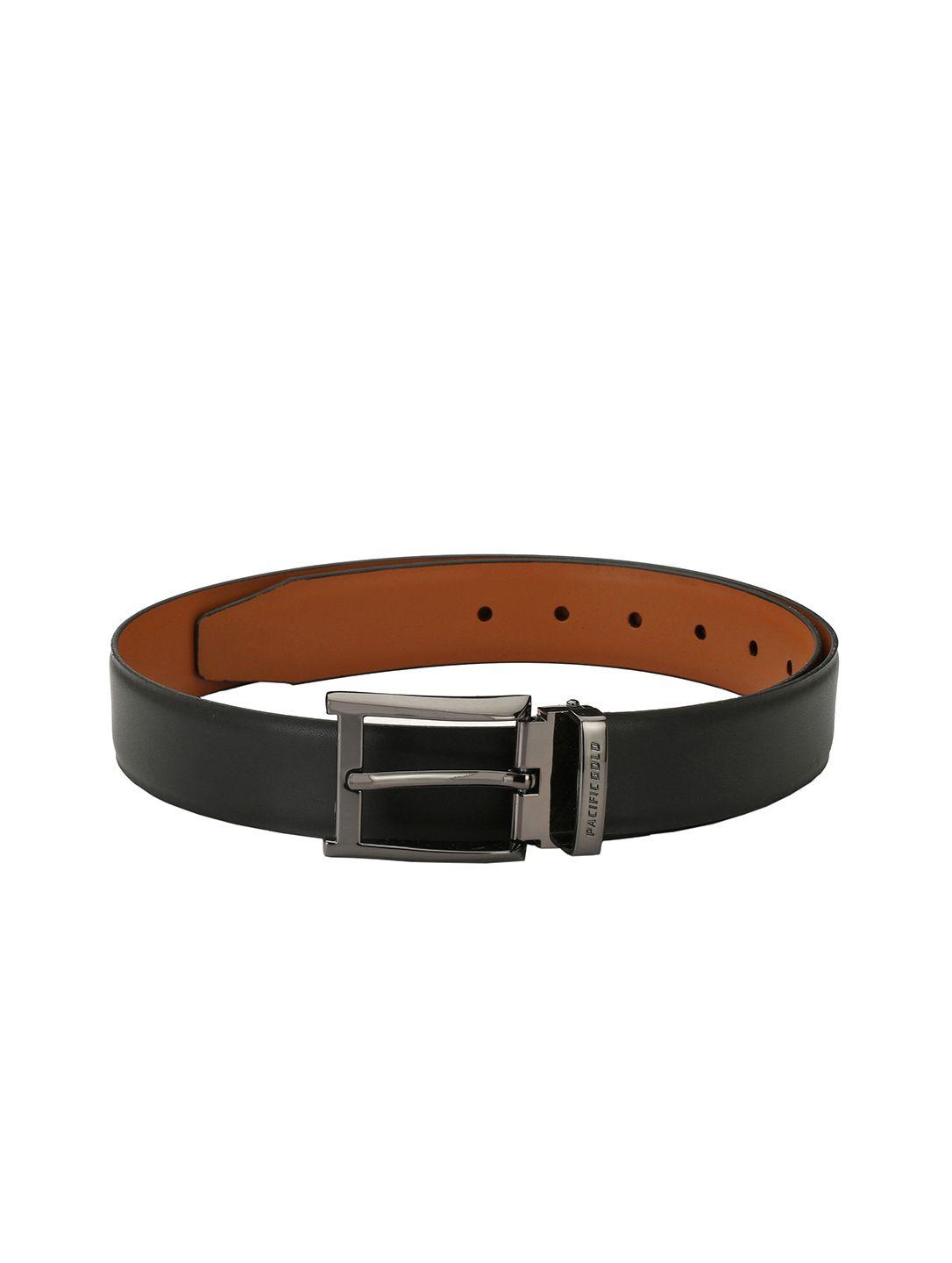 pacific gold men black & brown solid reversible belt