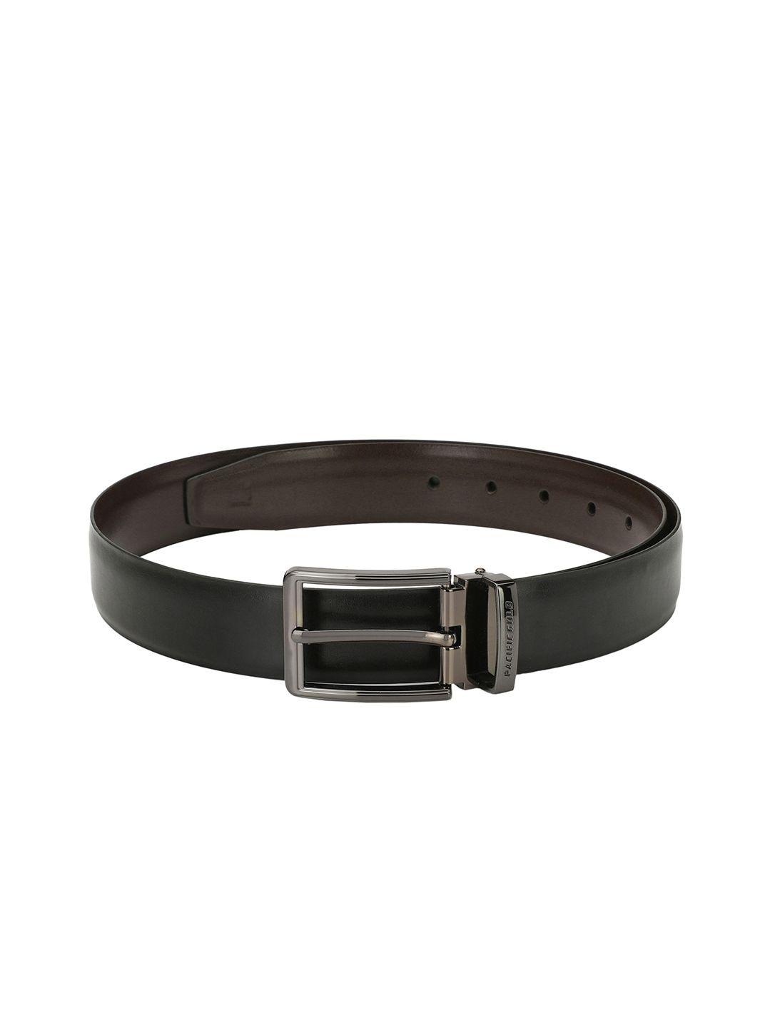 pacific gold men black & brown solid reversible belt