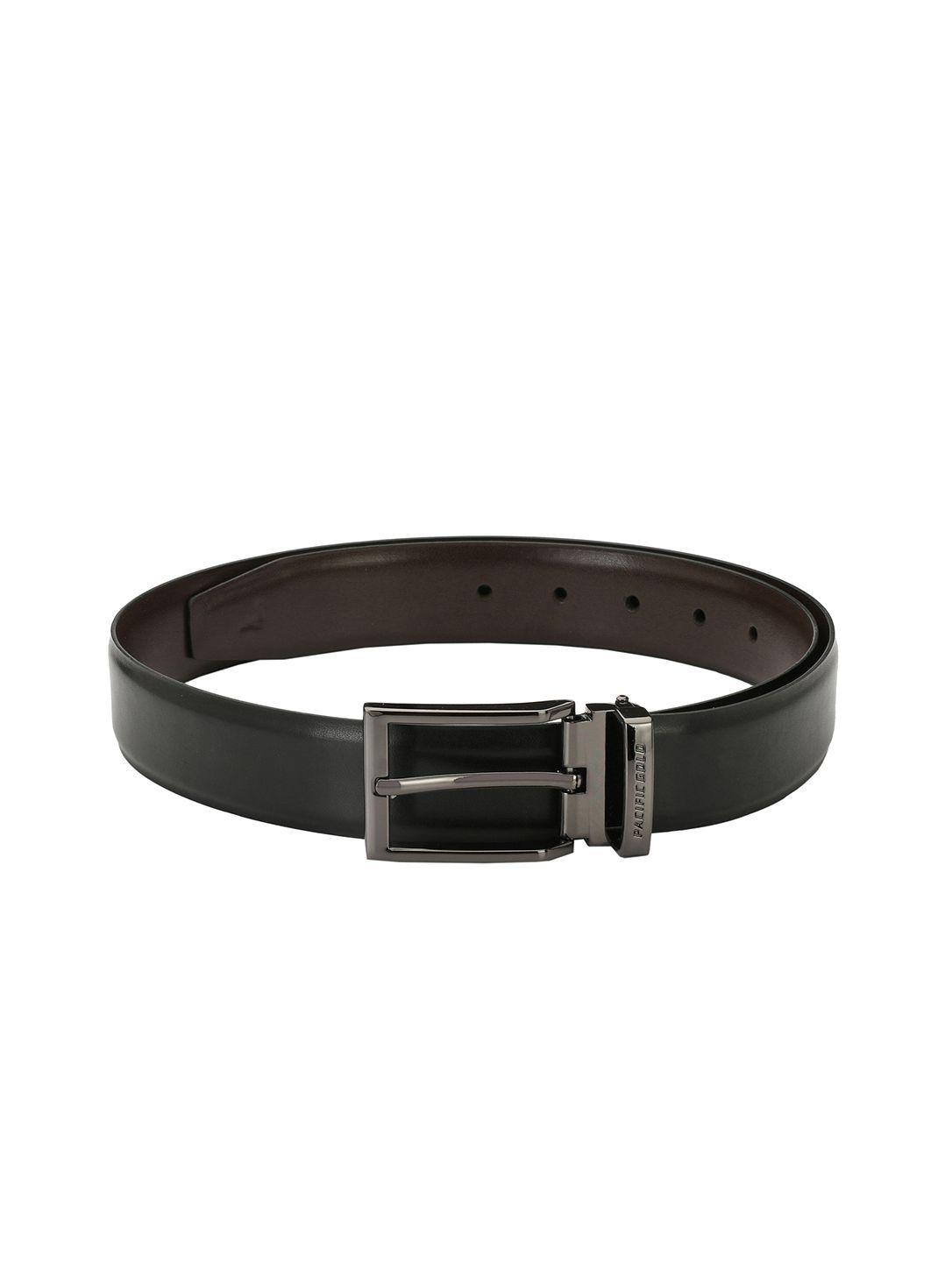 pacific gold men black & brown solid reversible belt