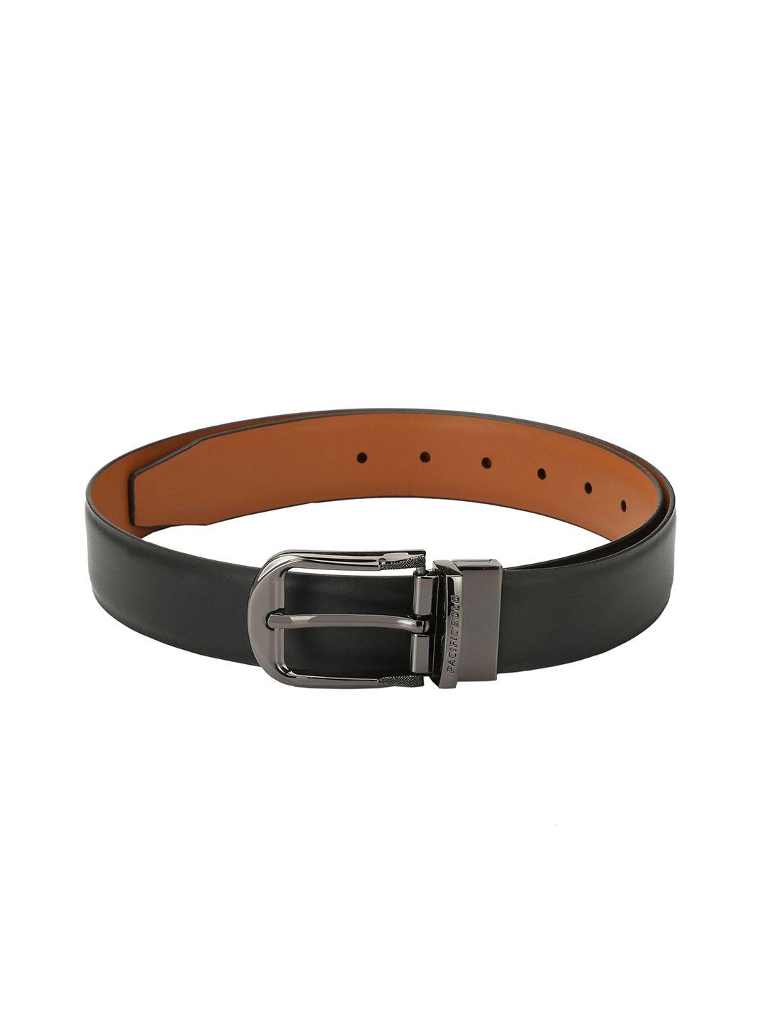 pacific gold men black & tan reversible solid belt