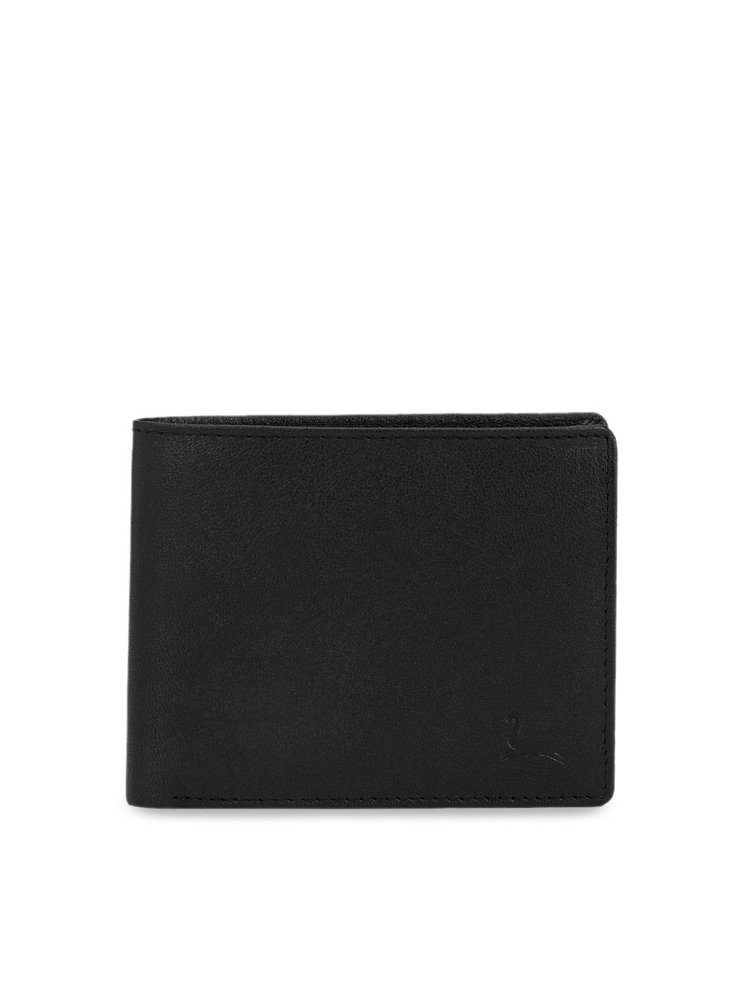 pacific gold men black solid genuine leather two fold wallet