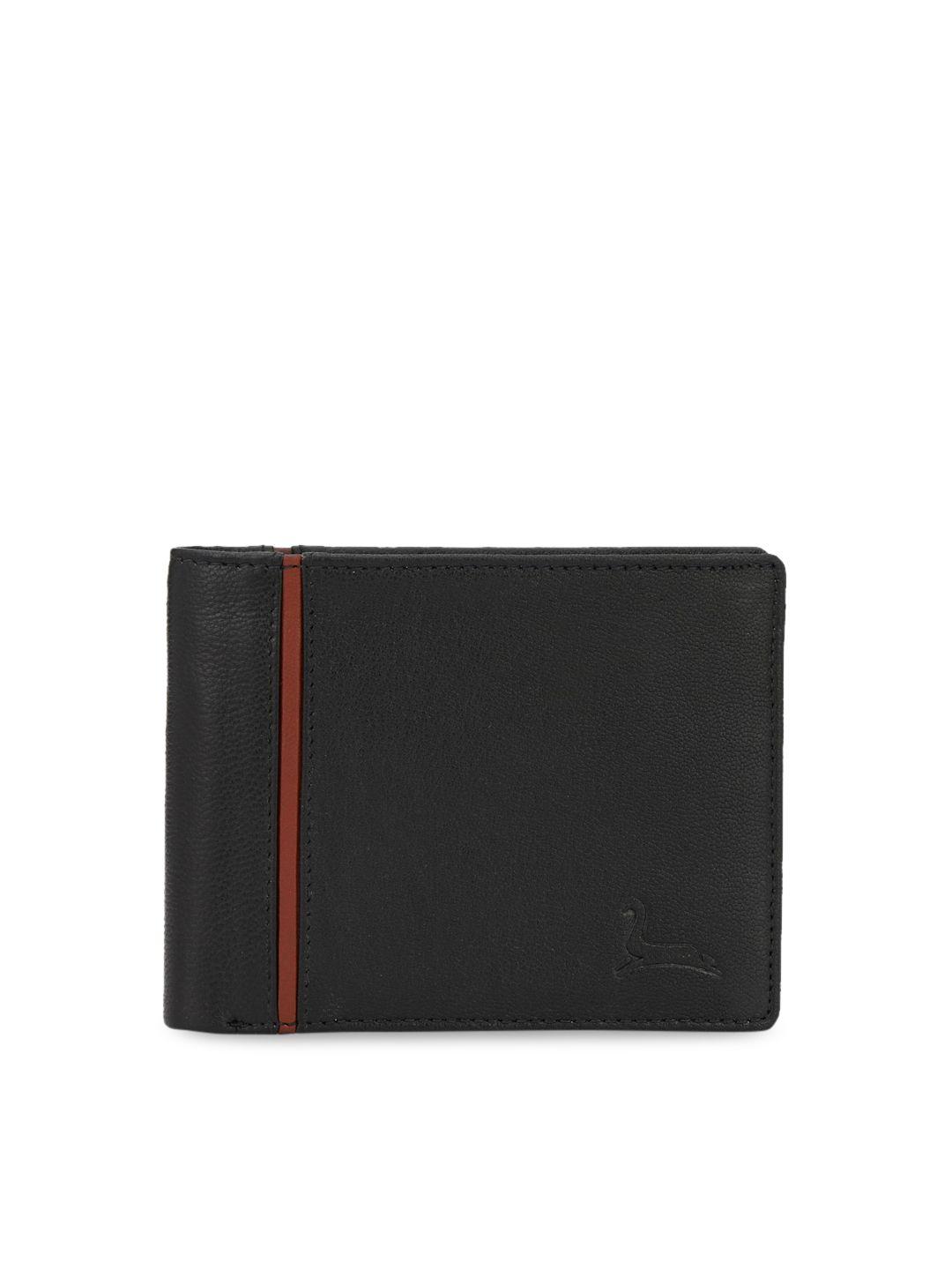 pacific gold men black solid leather two fold wallet