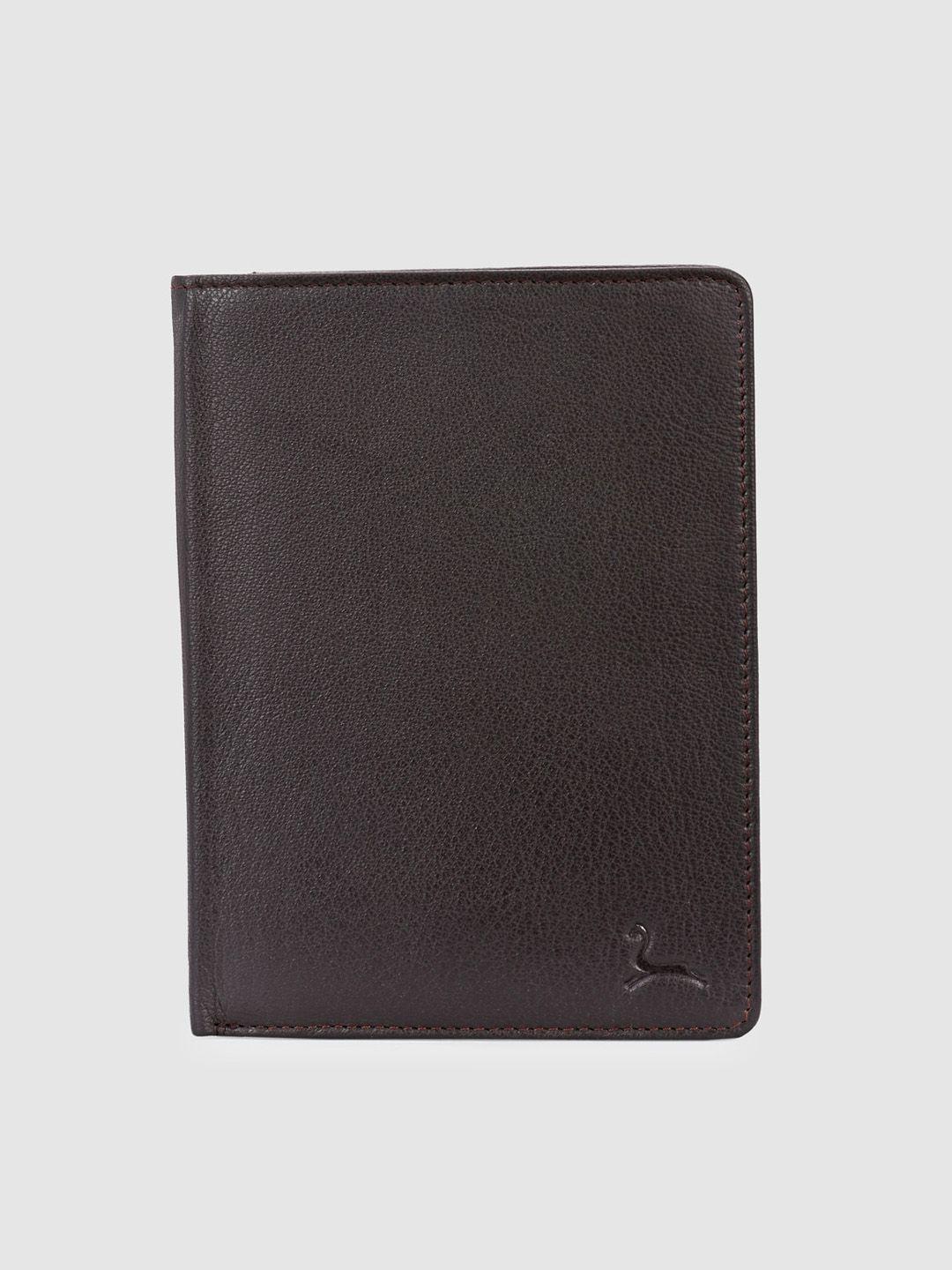 pacific gold men brown solid genuine leather passport holder
