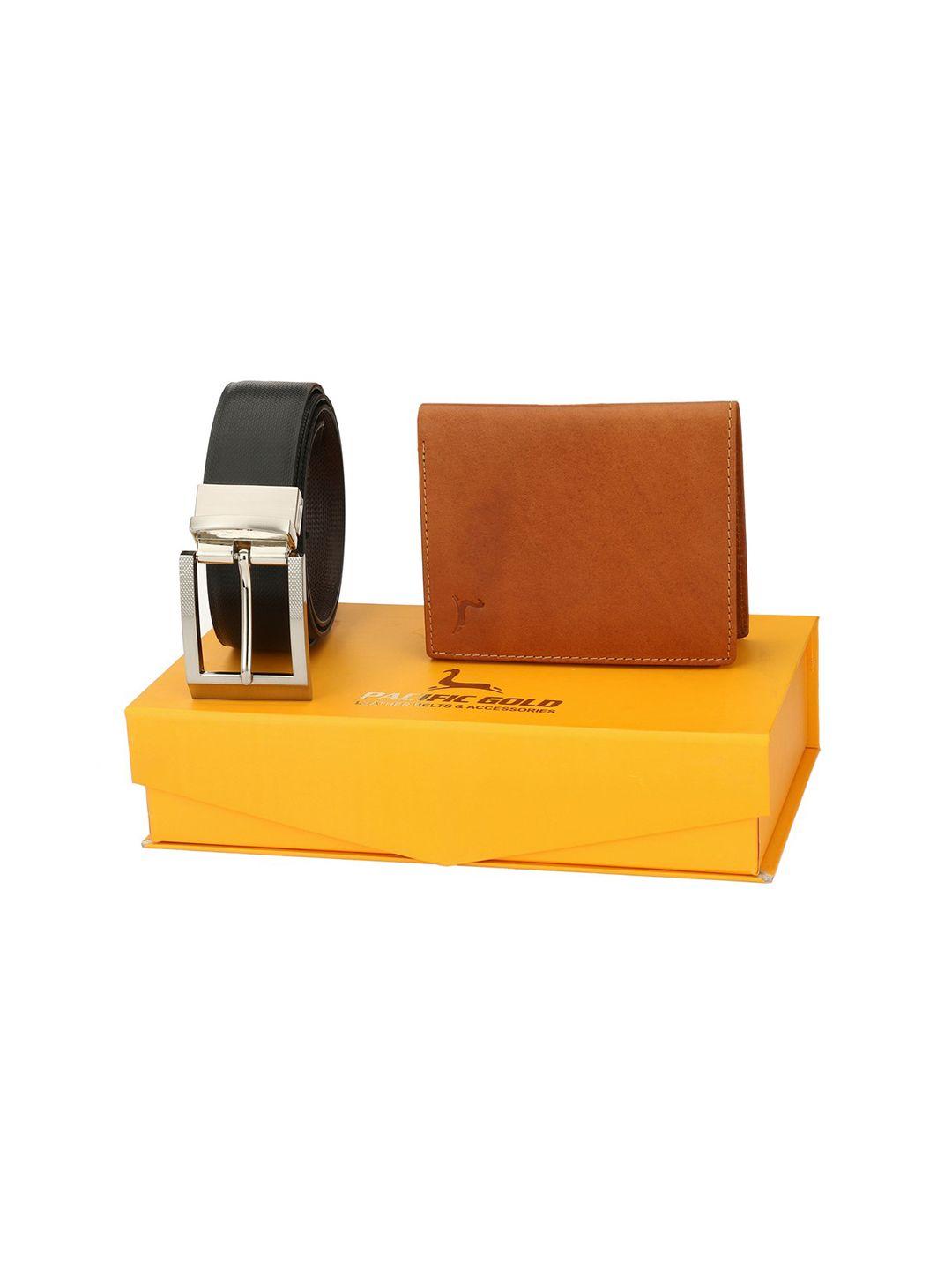 pacific gold men tan brown & black accessory gift set