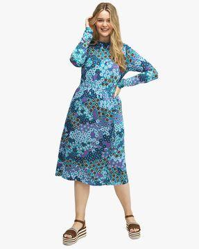 pacific petals knitted fit & flare dress