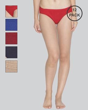 pack of 12 bikinis with elasticated waist - assorted