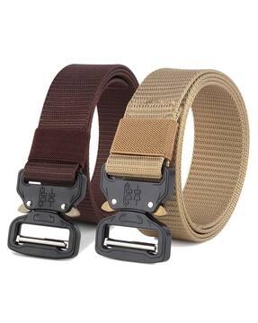 pack of 2 belts with metal buckle closure