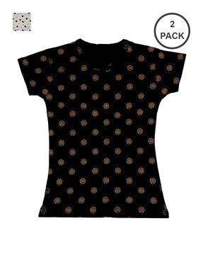 pack of 2 block print round-neck t-shirts
