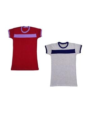pack of 2 color-block round neck t-shirt