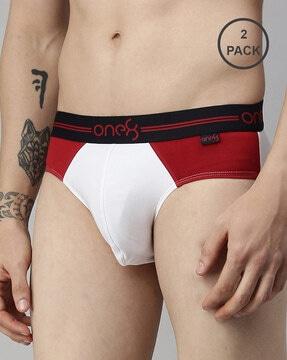 pack of 2 colorblock briefs with elasticated waist