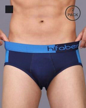 pack of 2 colour-block briefs with elasticated waist