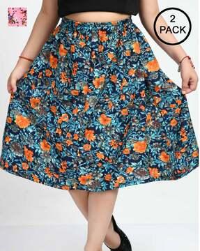 pack of 2 floral print flared skirts