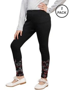 pack of 2 floral print leggings with elasticated waistband