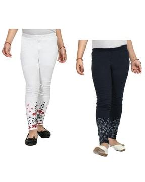 pack of 2 floral print leggings with elasticated