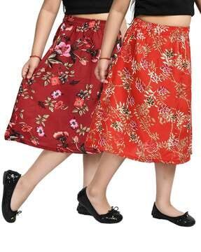 pack of 2 floral print midi skirt