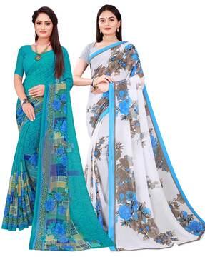 pack of 2 floral print saree