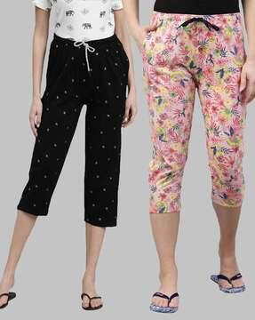 pack of 2 floral relaxed fit capris